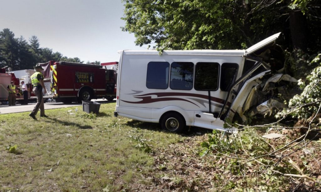New Hampshire State Police investigate the Aug. 10 crash of a town of Kittery van on Interstate 95 in Greenland. Officials said the driver suffered a medical emergency before the accident.