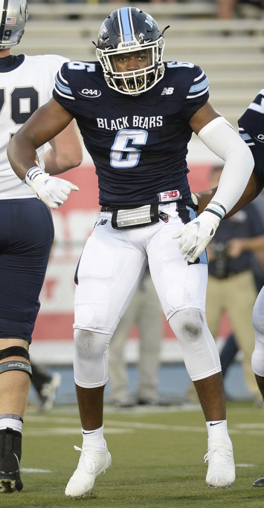 UMaine linebacker Sterling Sheffield is learning to not put so much pressure on himself and yes, it's working. He's third in the nation in sacks and tied for 12th in tackles with a loss, helping the Black Bears to a 2-0 record.