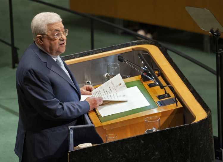 Palestinian President Mahmoud Abbas addresses the 73rd session of the United Nations General Assembly, at U.N. headquarters on Thursday.