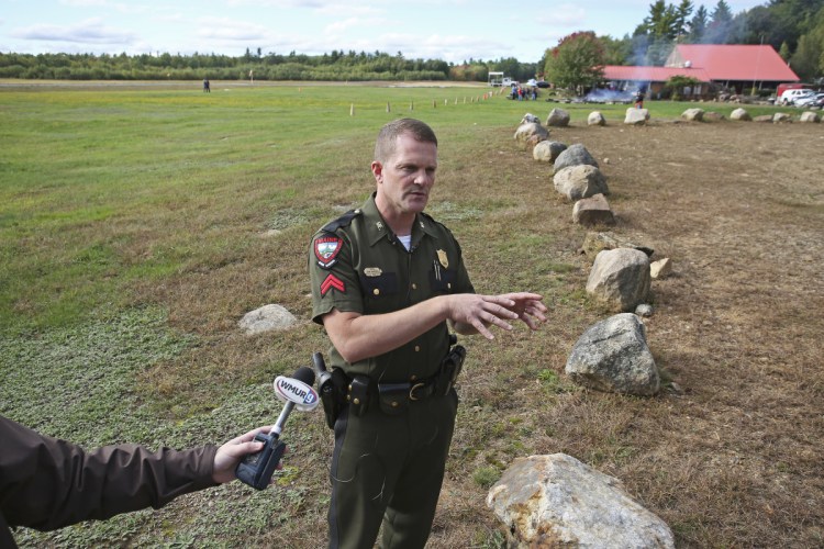Cpl. John MacDonald of the Maine Warden Service updated the press in September on the search for the body of Brett Bickford at Skydive New England in Lebanon. Investigators have concluded that Bickford's death during a tandem jump on Sept. 27 was a suicide. 