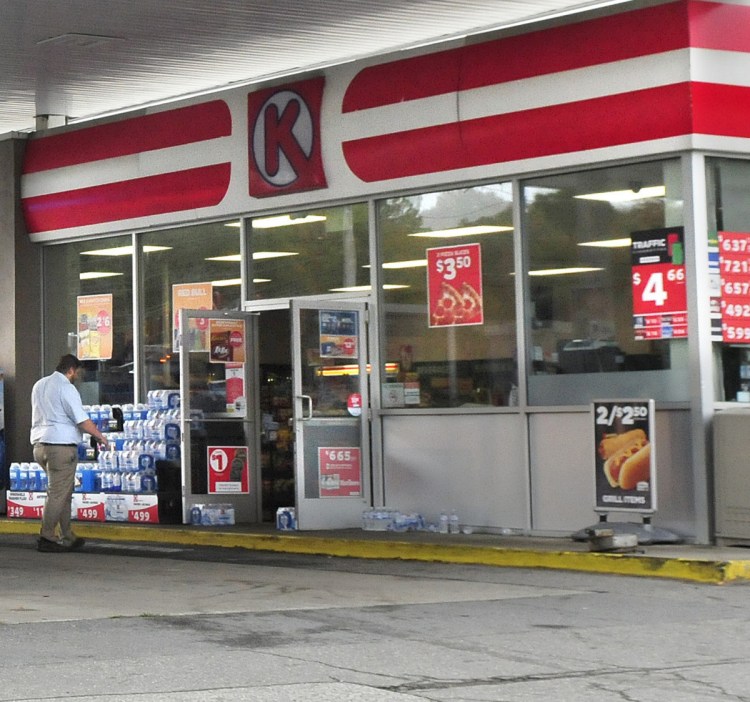 A Circle K employee re-enters the store in Skowhegan in 2017.