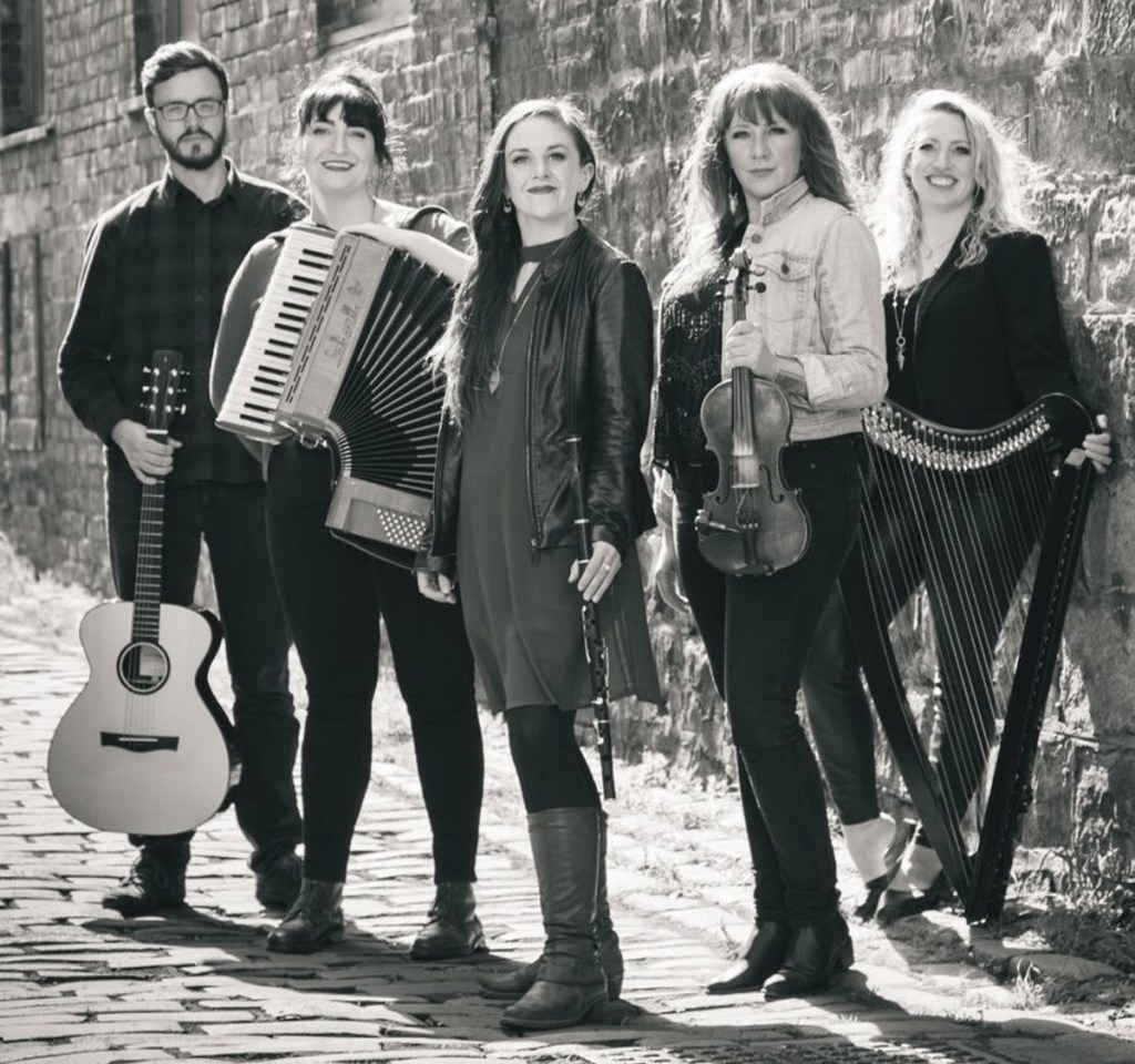 The Outside Track band members, from left, are Michael Ferrie, Fiona Black, Teresa Horgan, Mairi Rankin and Ailie Robertson.