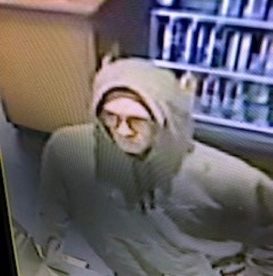 A suspect in the robbery of the Bangor Street Subway is seen Tuesday on the restaurant's security camera footage.
