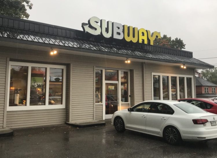 The Bangor Street Subway restaurant in Augusta, as seen shortly after a robbery took place there Tuesday afternoon.