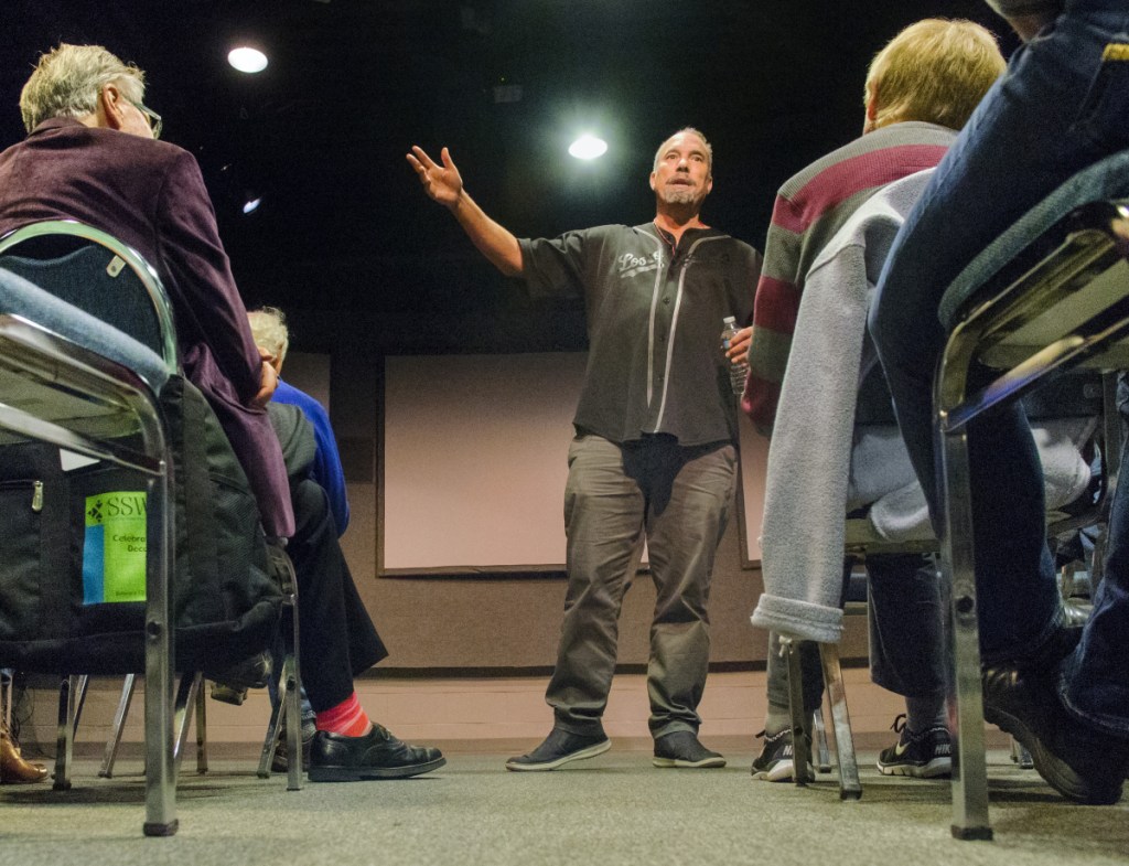 Actor Roger Guenveur Smith speaks Friday at the The Holocaust and Human Rights Center of Maine in Augusta.