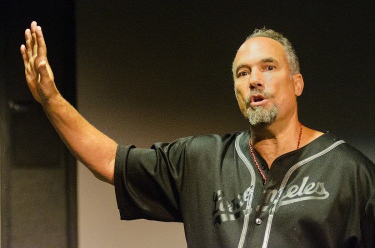 Actor Roger Guenveur Smith speaks Friday at the The Holocaust and Human Rights Center of Maine in Augusta.