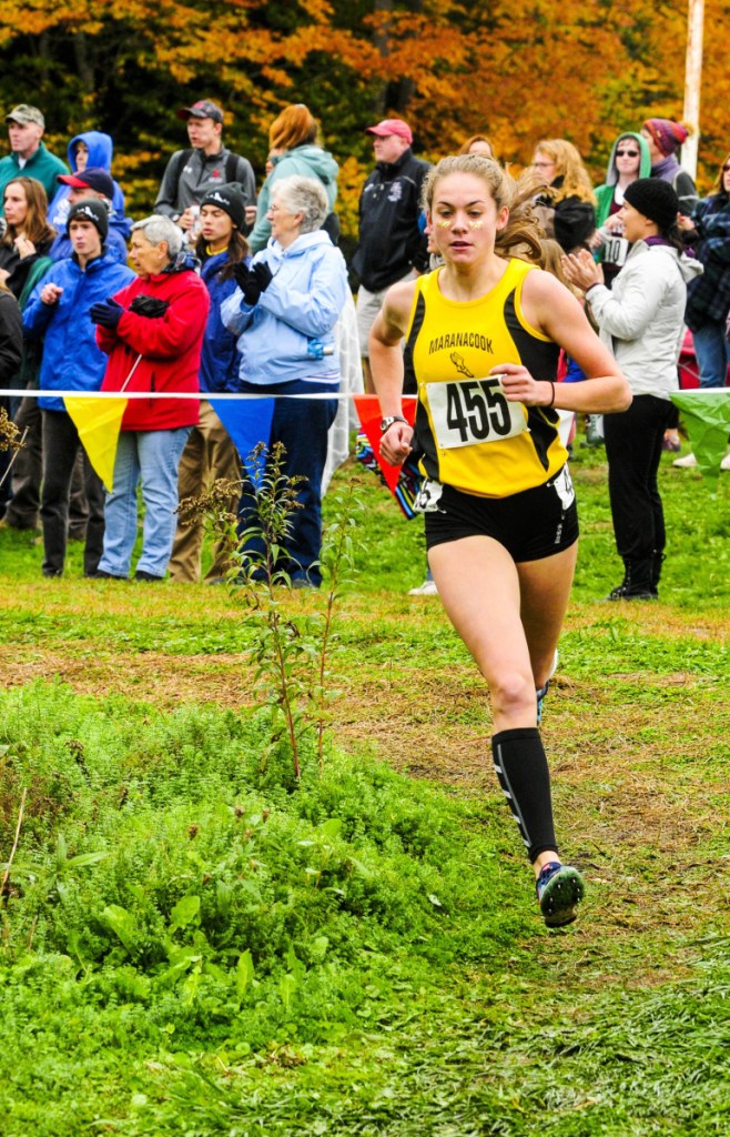 Maranacook's Molly McGrail runs in the Kennebec Valley Athletic Conference championship meet last Saturday at Cony High School in Augusta.