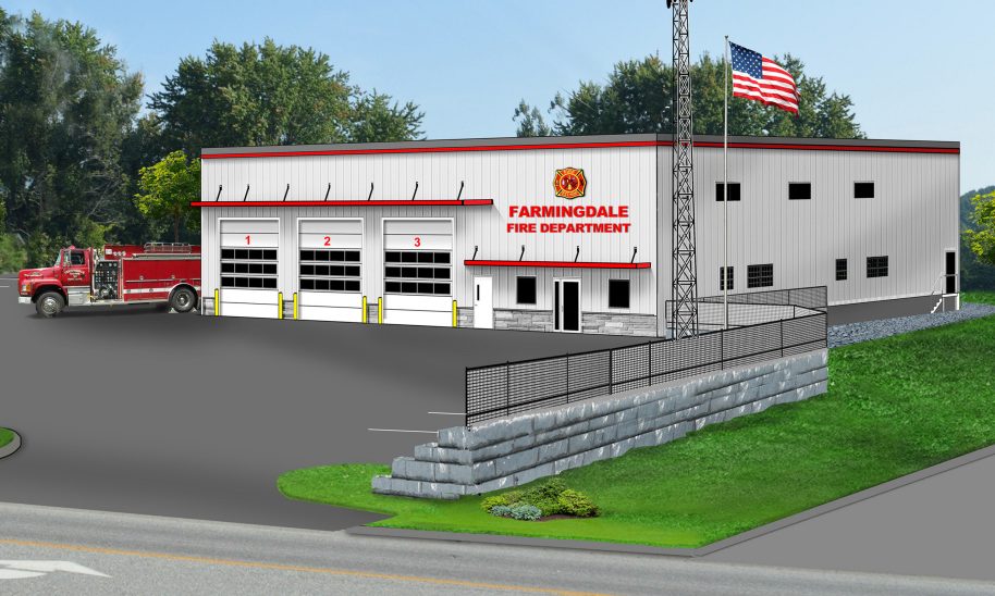 A rendering of proposed new Farmingdale fire station.