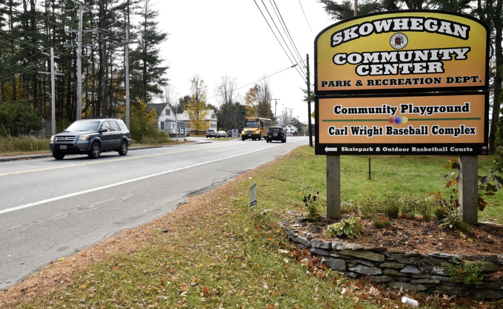 Traffic flows Tuesday on U.S. Route 2 in Skowhegan past the intersection that leads to the Skowhegan Community Center. Selectmen have approved the solicitation of bids on a contract to widen the highway there and create a bypass extension lane to ease traffic congestion.