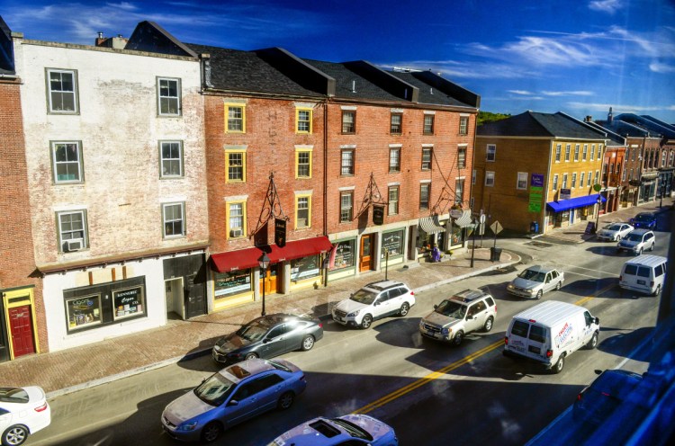 Traffic flows Oct. 5 on Water Street in downtown Hallowell. Officials are discussing a proposal to change the city's noise ordinance to permit an increase to the allowed decibel levels on the weekends.