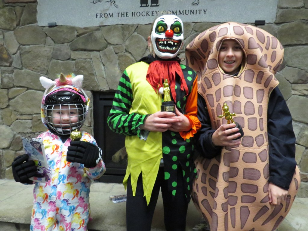 The youth division, 3-15 years old, winners from left were Kelsey Glynn, 6, of Augusta, Most Creative Costume; Erin Kelley, 13, of Brunswick, Scariest Costume; and Alex Arnold, 13, of Brunswick, Funniest Costume.