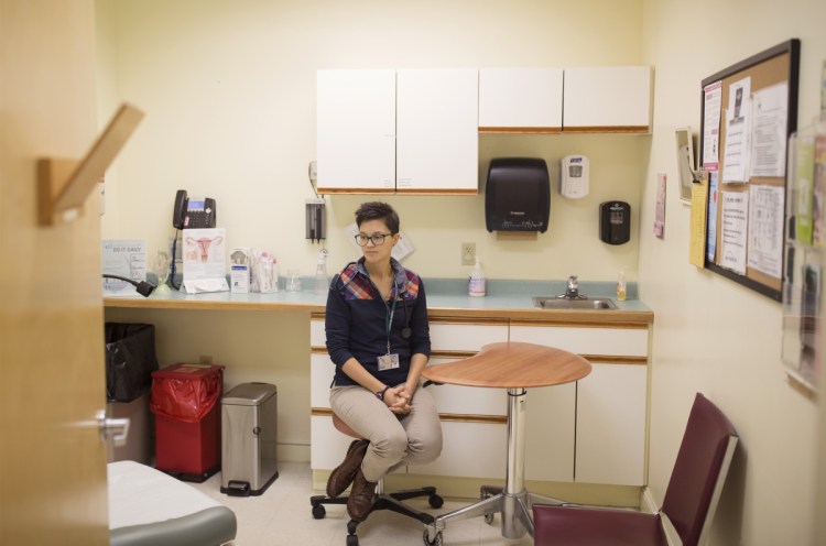 At the Belfast women's health clinic where she is a nurse practitioner student, Samantha Paradis, 27, reflects on a recent trip to Washington, D.C., where she and other Maine women hoped to share personal and difficult experiences with Sen. Susan Collins ahead of her vote in the contentious Supreme Court confirmation process. No meeting took place.