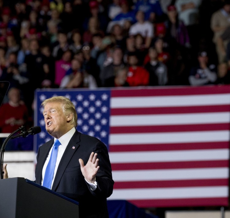 President Trump speaks at a rally Saturday at Alumni Coliseum in Richmond, Ky.