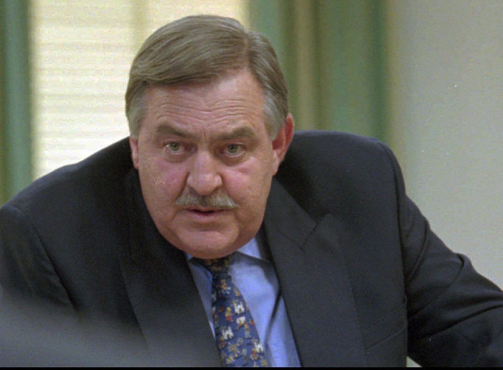 Former Foreign Minister Pik Botha attends a news conference in 1996 in Cape Town, South Africa. Botha, the last foreign minister of South Africa's apartheid era, died Friday at age 86.