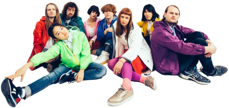 Orono Noguchi, front left, with Superorganism, whose self-titled debut album Rolling Stone named one of the 50 best albums of the year.