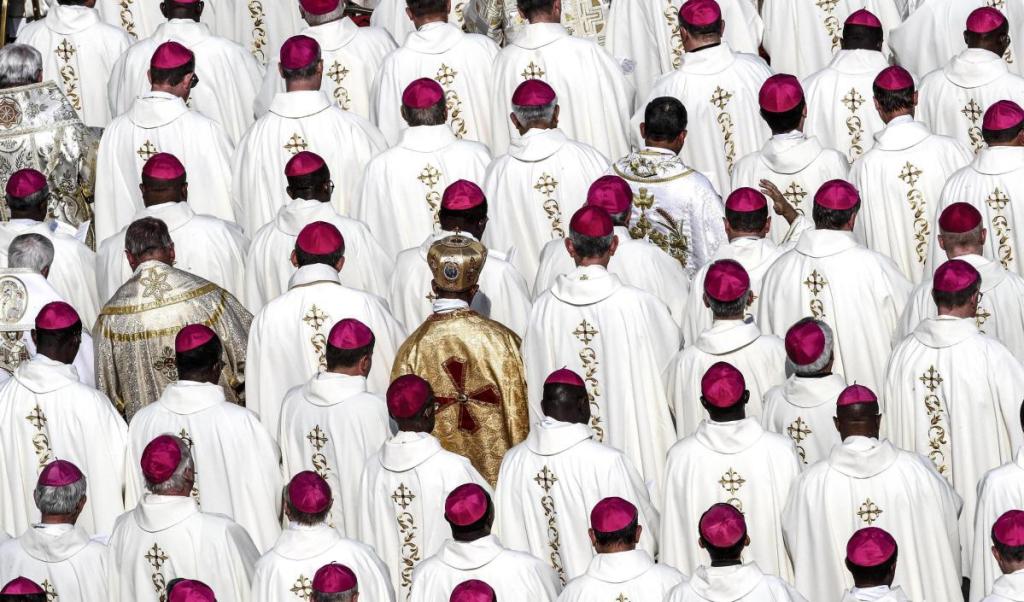 Bishops gather in St. Peter's Square at the Vatican last week. The Vatican is preparing to open debate on whether the church should admit married men.