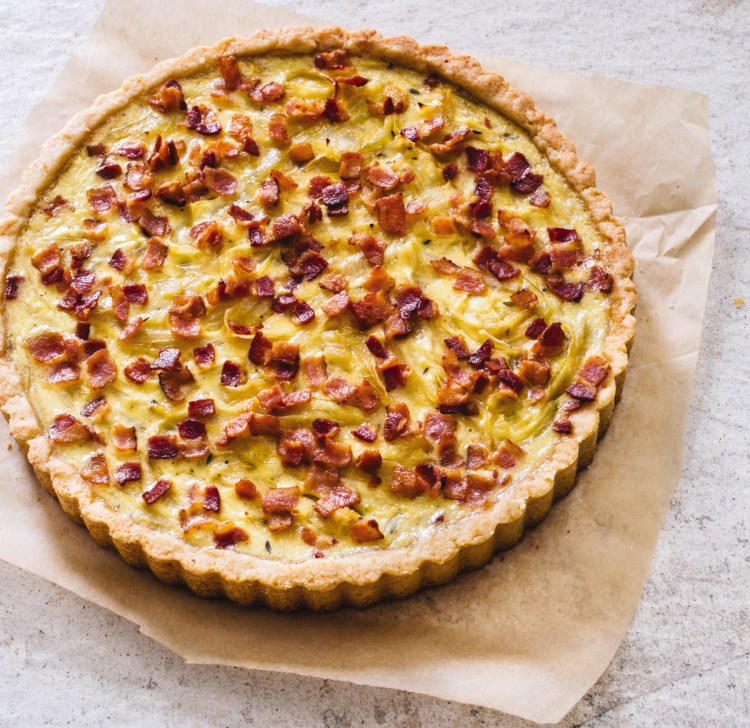 French Onion and Bacon Tart.
