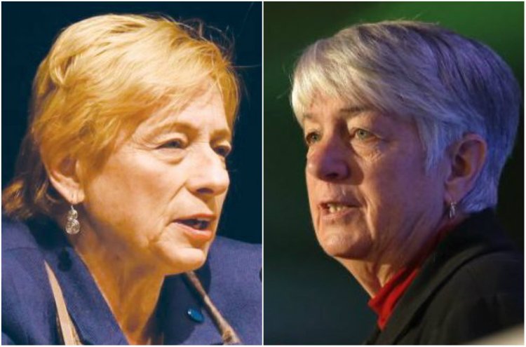 Democratic candidate Janet Mills, left, and independent Terry Hayes are the targets of new Republican ads in Maine's race for governor.