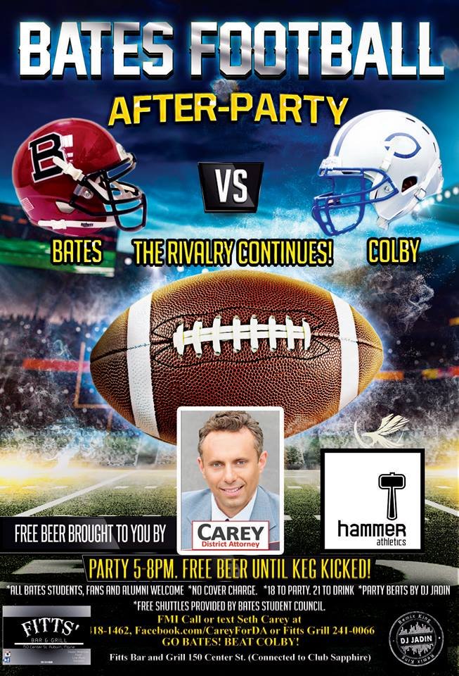 This poster promotes Seth Carey's planned keg party. It also promotes his new athletic clothing company. 