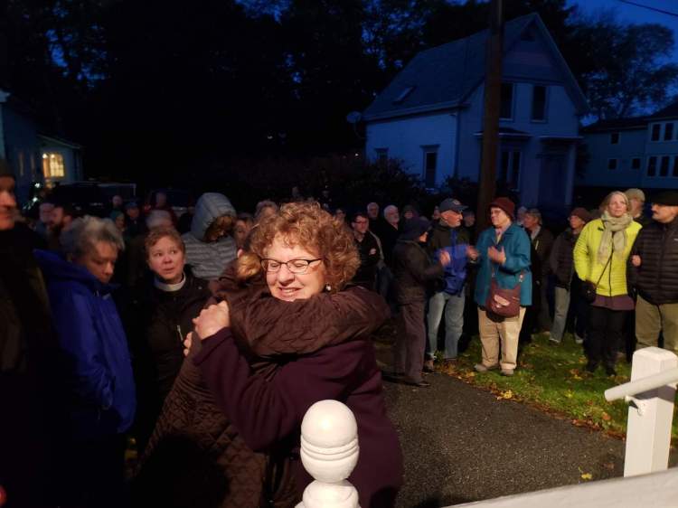 Hundreds gathered outside the Adas Yoshuron Synagogue in Rockland in remembrance of those killed at the Tree of Life Synagogue in Pittsburgh. 