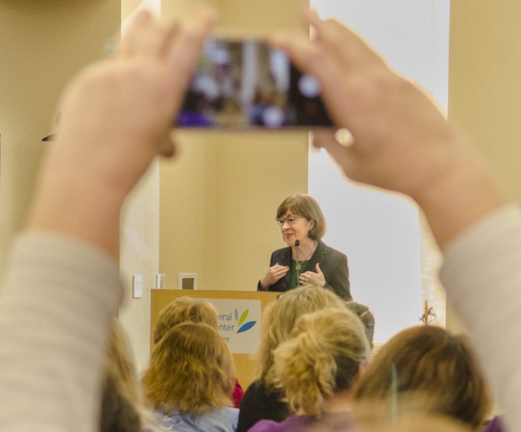 U.S. Sen. Susan Collins, R-Maine, speaks to home care and hospice workers Wednesday at MaineGeneral Medical Center's Alfond Center for Health in Augusta.