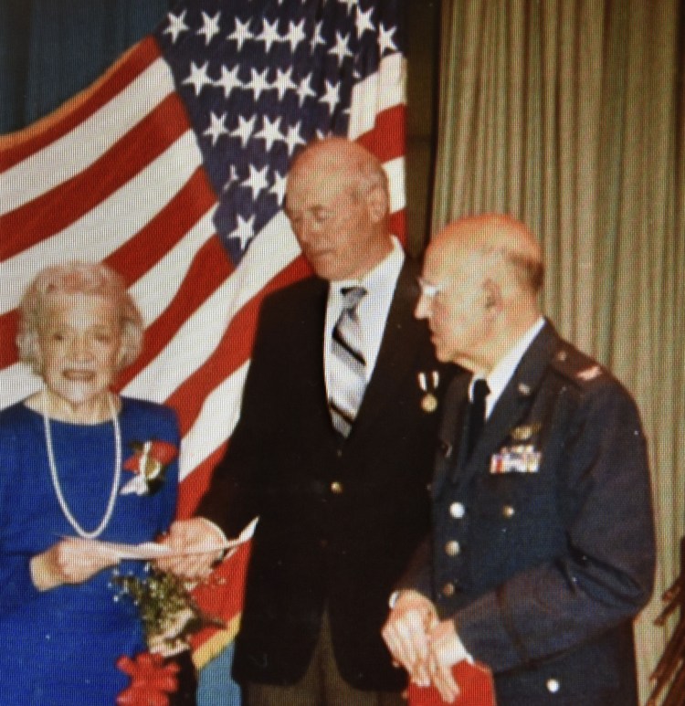 Rep. Alexander Richard, of Madison, right, with U.S. Sen. Margaret Chase Smith and Ernold Williamson during a POW testimonial in Madison.