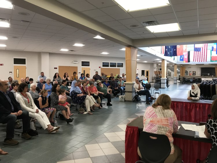 Fatima Halawa, a student at Cony High School whose family has moved to Maine from Syria, spoke about the holidays of the Muslim faith during an Aug. 6 meeting of the Augusta Board of Education's policy committee.