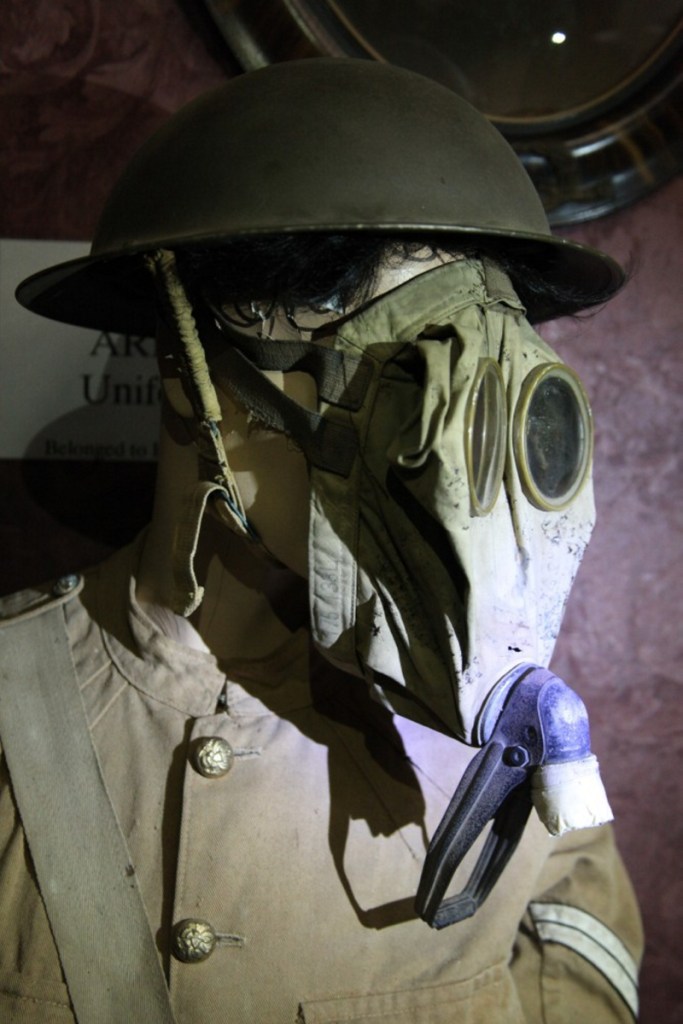 The Army uniform and the gas mask that Windsor native Harold Sproul used during his World War I service in France are on display in the Windsor Museum.