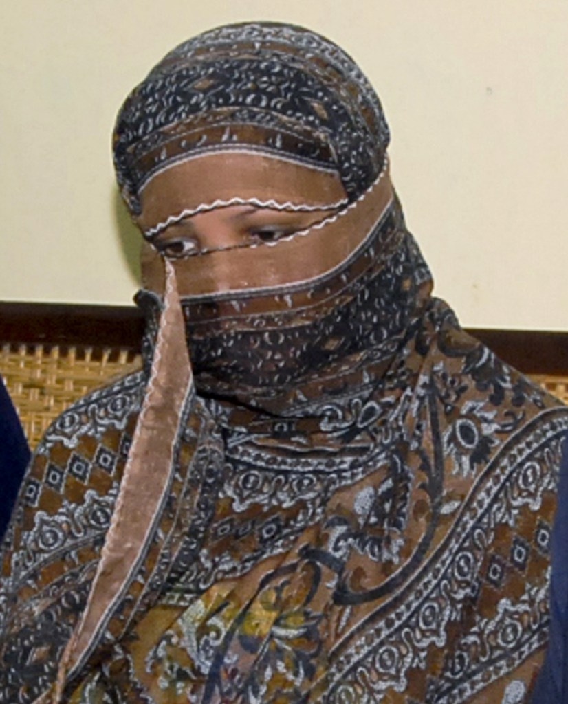 Asia Bibi, right, a Pakistani Christian woman, was sentenced to death in 2010 on blasphemy charges, but was spared by a Supreme Court ruling. The case has inflamed radical Islamists, above, who are calling for her death.
