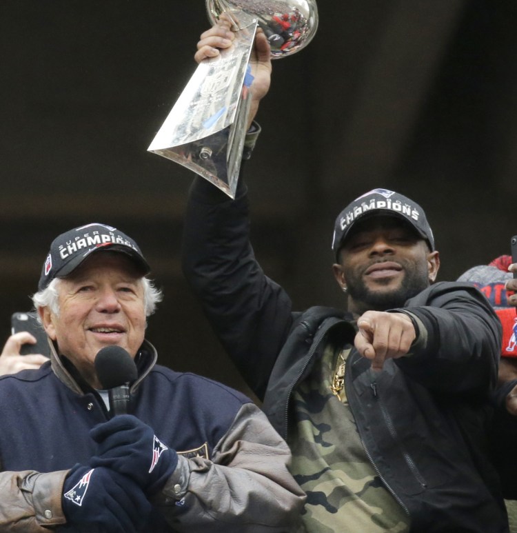 Malcolm Butler, right, got to hoist two Super Bowl trophies with the Patriots, but was benched last February in his third trip to the big game. And he just hasn't been the same since signing with the Tennessee Titans.