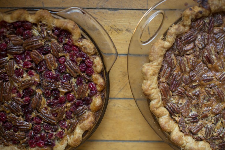 Cranberry pecan pie and lemon pecan pie

