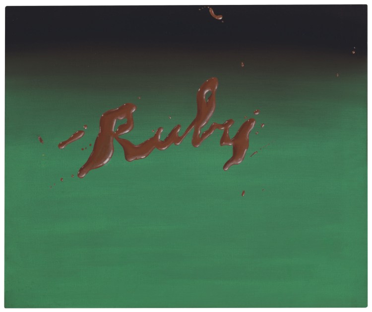 Ed Ruscha's "Ruby," oil on canvas, 20-by-24 inches
