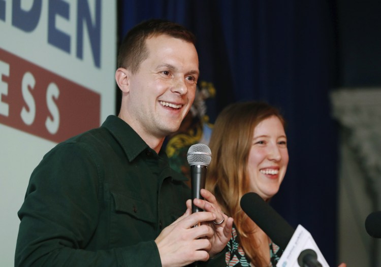 Democrat Jared Golden, joined by his wife, Isobel, on election night, ‘believes it’s time for new leadership’ in the U.S. House, says his campaign spokesman.