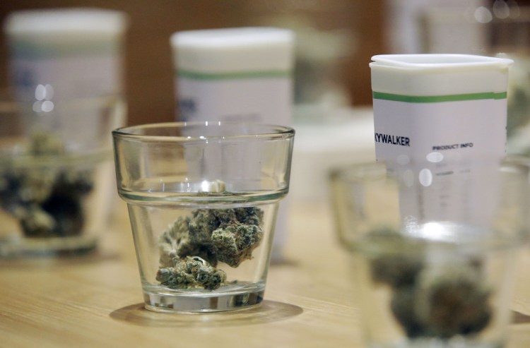 Cannabis products are displayed at the Cultivate dispensary on the first day of legal recreational marijuana sales in Leicester, Mass.