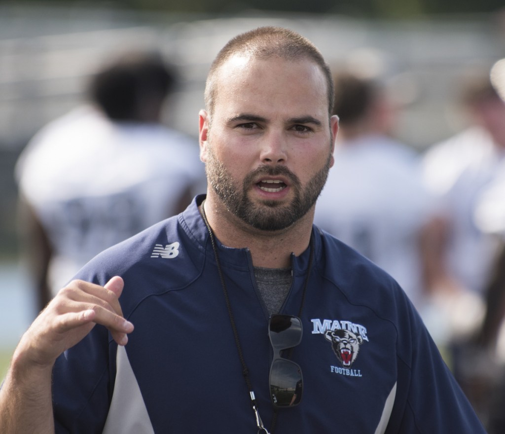 UMaine football coach Joe Harasymiak was named the Colonial Athletic Association's Coach of the Year on Tuesday. (Kevin Bennett Photo)