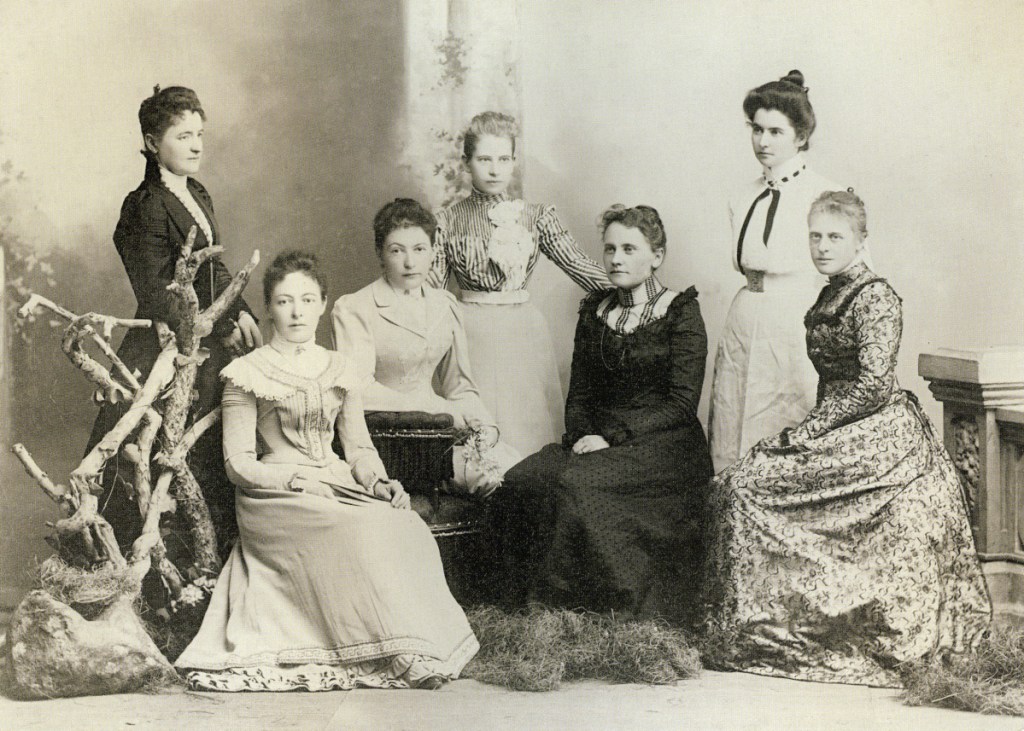 AT LEFT: Eleanor Lord Pray, standing at right in this group of society women, "discovered that she was in a privileged social situation in Vladivostok that she didn't enjoy (in Maine)," says Nina Maurer, consulting curator at the Olde Berwick Historical Museum.