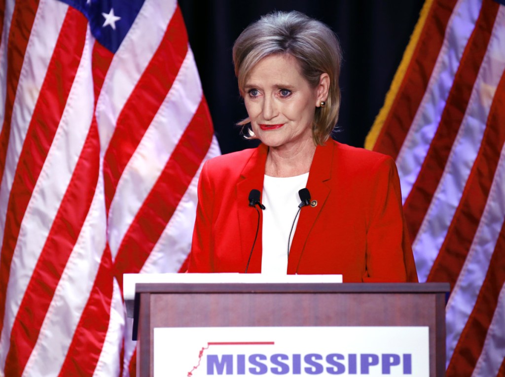 U.S. Sen. Cindy Hyde-Smith, R-Miss., speaks during a televised Mississippi U.S. Senate debate last Tuesday.