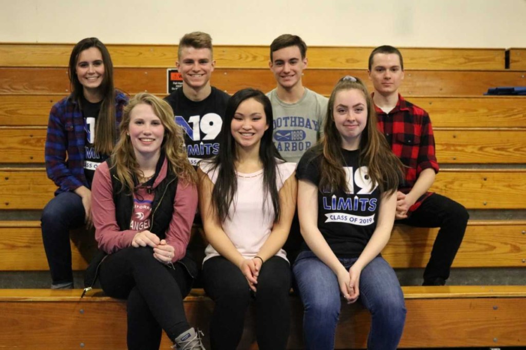 Seniors of the Trimester, front row from left, are Kassidy Wade, Ellie Hodgkin, and Amber Holmes. Back row from left arePeyton Houghton, Jack Jowett, Hagen Wallace and Cameron Falla.