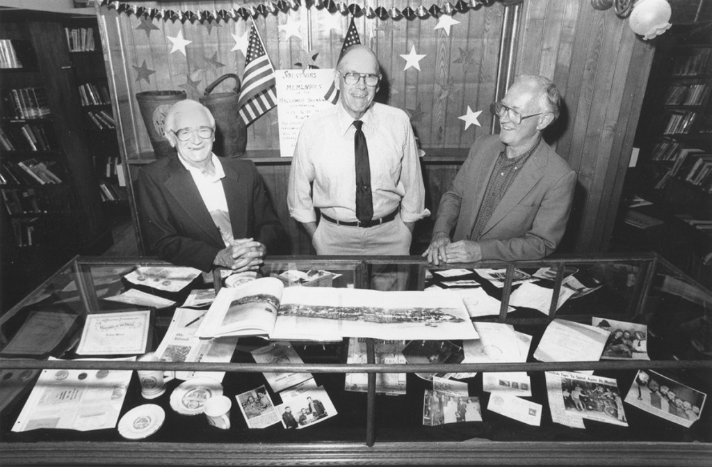 From left are John Woodside, Arthur Moore Jr. and Dick Bachelder, pictured in 1992.