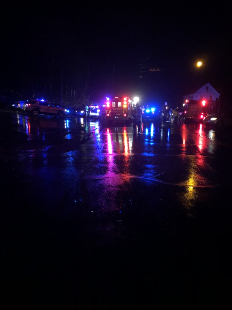 Emergency vehicles cluster Friday evening at the intersection of U.S. Route 201 and Route 197 in Richmond in response to a fatal accident that occurred there.