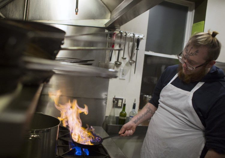 Nate Curry prepares a port wine butter at No Coward Soul.