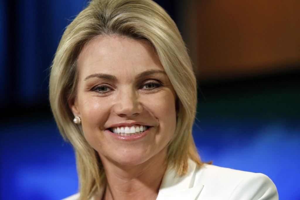 State Department spokeswoman Heather Nauert speaks at a briefing in August 2017. President Trump is expected to nominate Nauert to be the next U.S. ambassador to the United Nations.