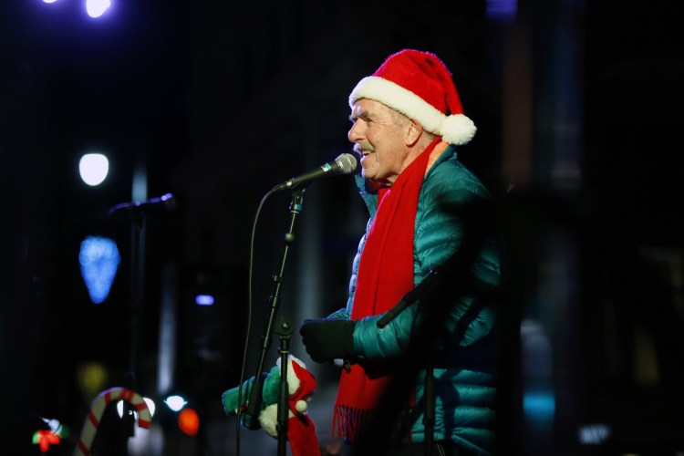Maine children's singer Rick Charette performs during the annual Christmas tree lighting in Monument Square. Charette has been entertainment children in Maine and New England for more than 30 years and has just announced he's retiring. 