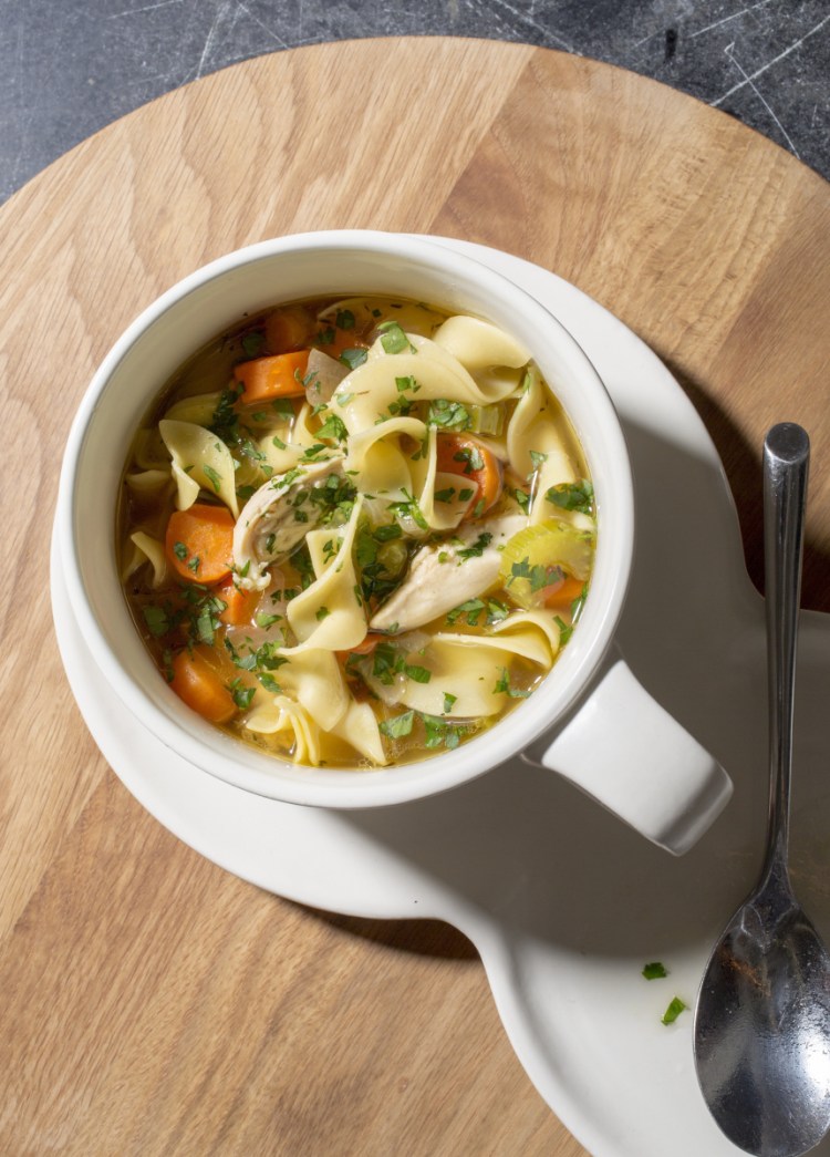 This recipe for Classic Chicken Noodle Soup makes eight to 10 servings.