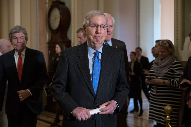 Senate Majority Leader Mitch McConnell, who spoke to reporters Tuesday about the possibility of a partial government shutdown, said Wednesday that the spending bill to avert a shutdown shows that Republicans will finish the year by not prolonging a potential crisis.

