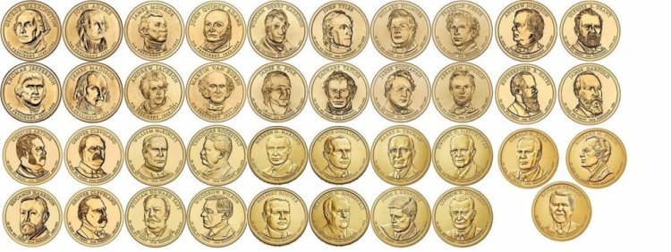 Presidential $1 coins issued by the U.S. Mint between 2007 and 2016. U.S. Rep. Bruce Poliquin, a Republican from Maine's 2nd District, is pushing to have a new one minted in 2019 to honor former President George H.W. Bush, who died recently. (Photo provided)
