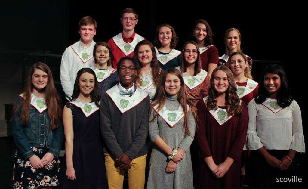 Cony High School chapter of the National Honor Society recently inducted its new members. In front, from left, are Erin Wathen, Katherine Boston, Simon McCormick, Faith Leathers-Pouliot, Caroline Mosca and Jospehine Nutakki. In the middle row, from left, are Sydney Avery, Julia White, Sarah Cook-Wheeler and Lindy Ouellette. In back, from left, are Ian Harden, Alexander Stewart, Emma Levesque, Meredith Lewis and Mallory Turgeon. Cecilia Guadalupi is missing from the photo.