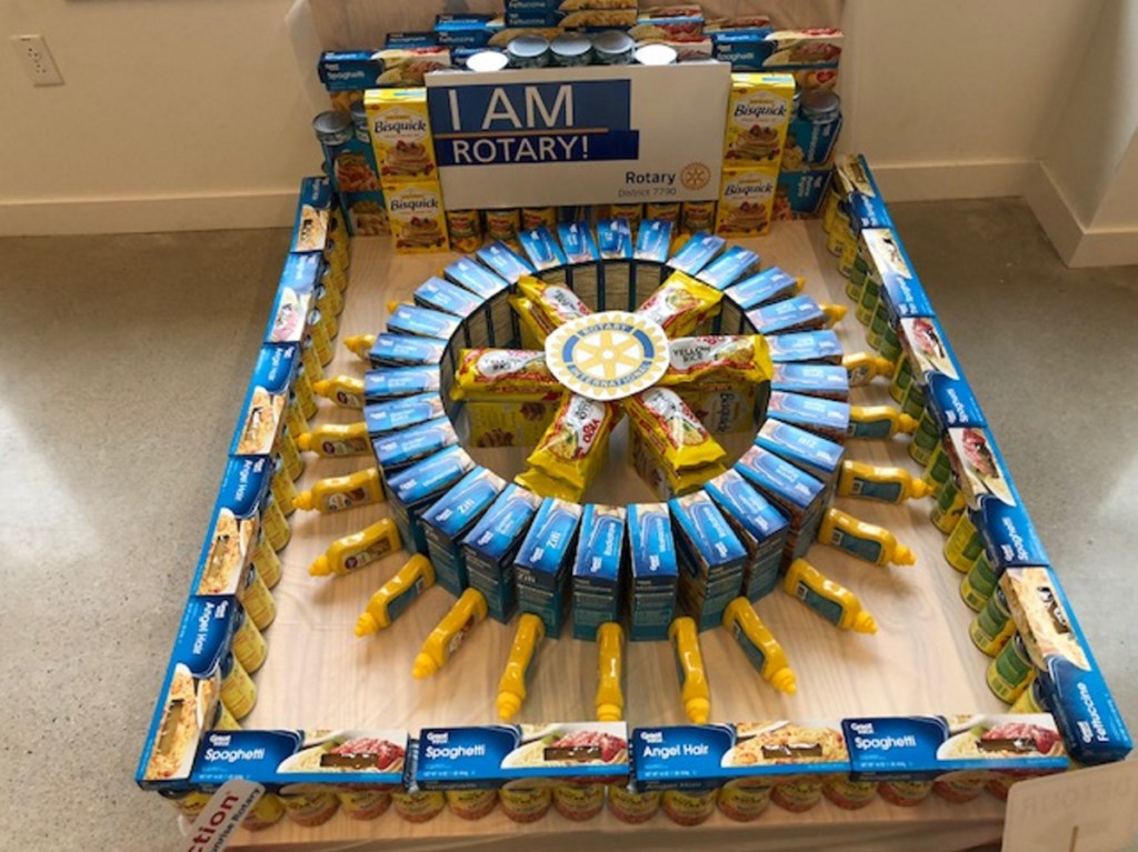 This Waterville Sunrise Rotary Club sculpture won the Most On Brand award for best representing the brand of its organization Saturday during a statewide Day of Service event in the Chace Community Forum in downtown Waterville.