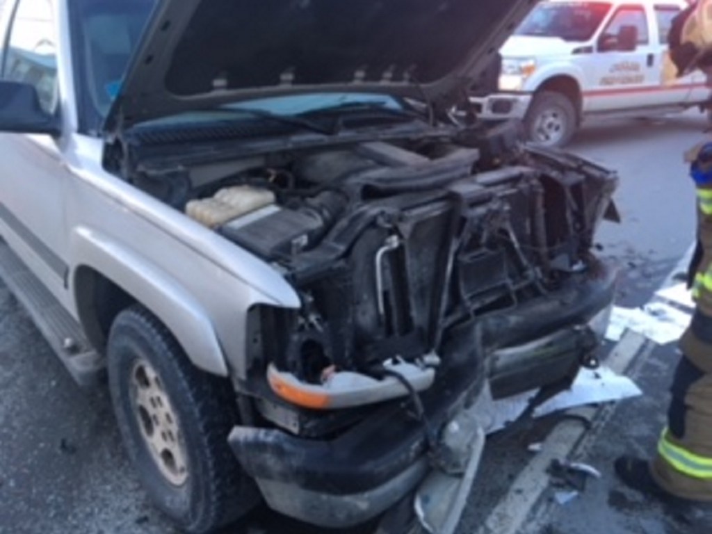 Two vehicles, including this one, were involved in an early morning crash Thursday in Canaan. The occupants of both suffered minor injuries, but only one, Mona Carpenter, was taken to the hospital.