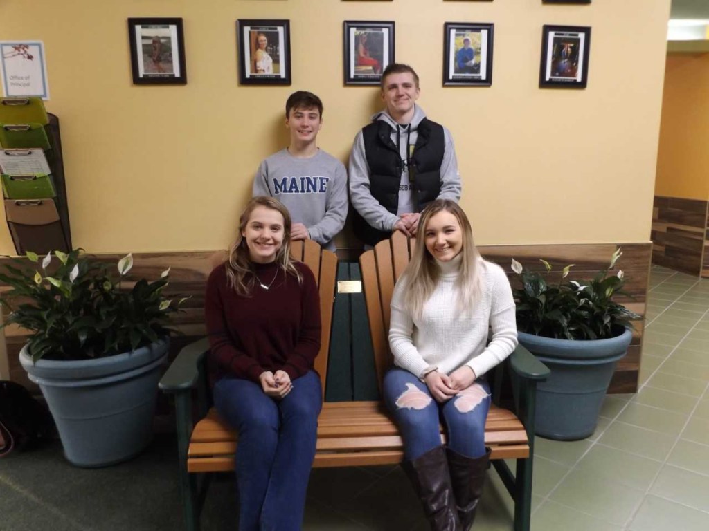 Carrabec High School students, seated, from left, are Kelsey Creamer and Melanie Clark. In back, from left, are Jacob Atwood and Evan Holzworth.
